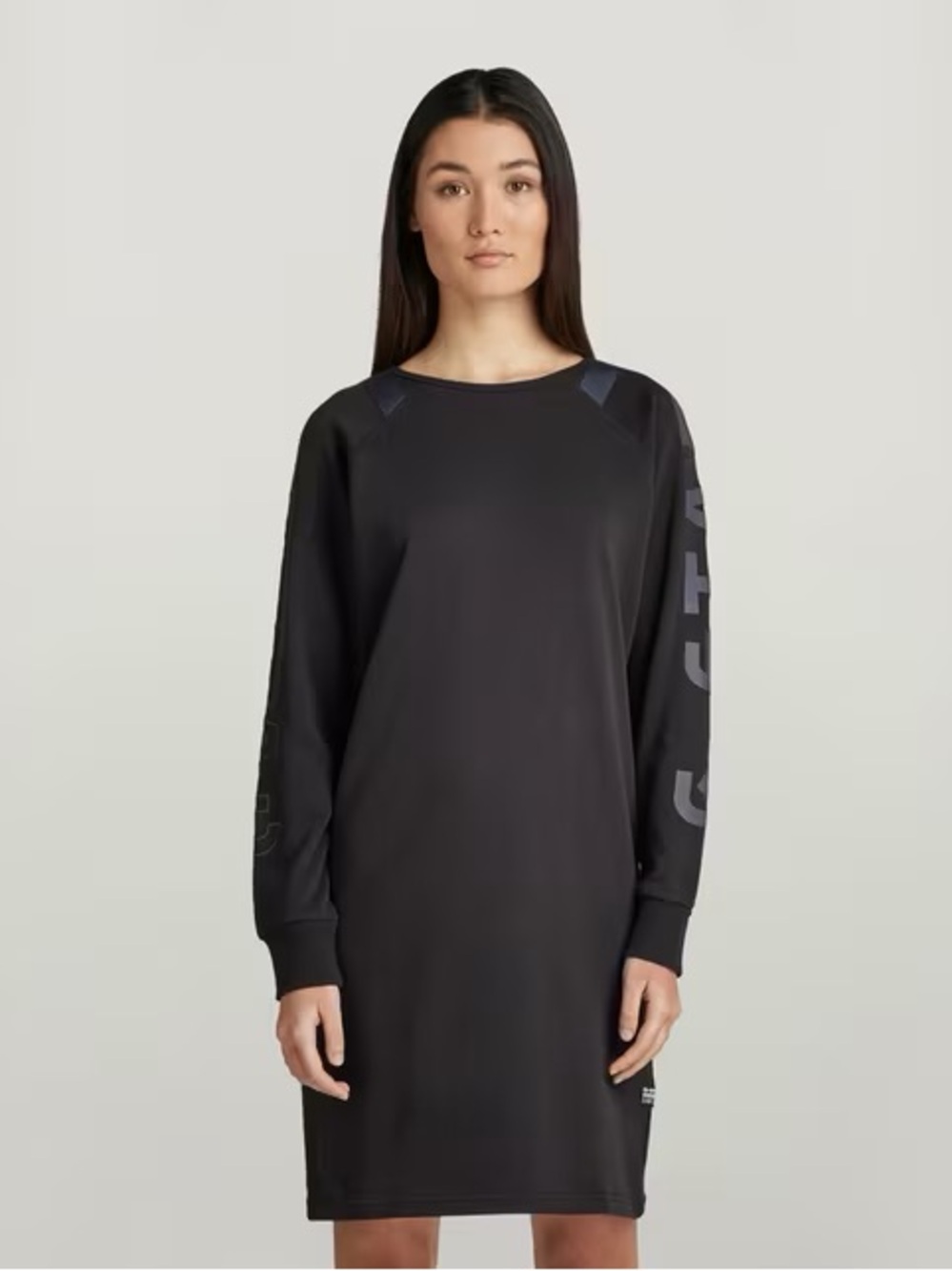 G-Star Raw Black Long Sleeve Shift Dress with logo on sleeve XS NWT